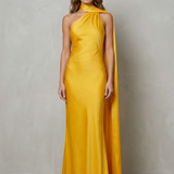 Orlianne – Draped neckline cascade – Satin mermaid gown
