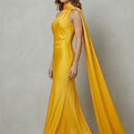 Orlianne – Draped neckline cascade – Satin mermaid gown