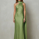 Orlianne – Draped neckline cascade – Satin mermaid gown