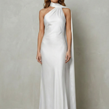 Orlianne – Draped neckline cascade – Satin mermaid gown