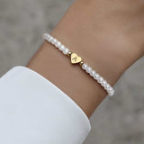 PULSERA PERSONNALISÉ PERLA PERLA CON CORAZÓN INITIALE DIJE
