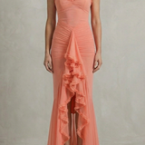 Phoebe – Feminine ruffle allure – Sleeveless high low maxi dress