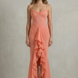 Phoebe – Feminine ruffle allure – Sleeveless high low maxi dress