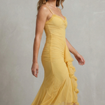 Phoebe – Feminine ruffle allure – Sleeveless high low maxi dress