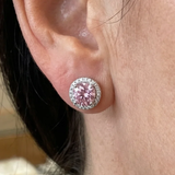 PENDIENTES ROSA REDONDO PAVÉ | ORO BLANCO