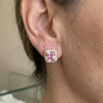 PENDIENTES ROSA ZAFIRO PAVÉ | ORO