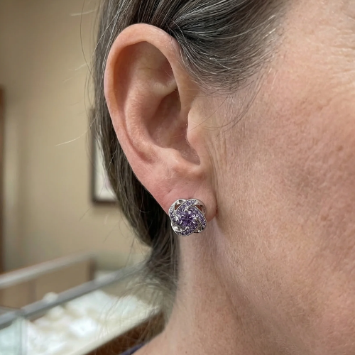 PENDIENTES VIOLETA CRISTAL NUDO | ORO BLANCO