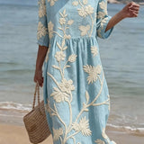 VESTIDO DE PLAYA CON BORDADO FLORAL – TACTO SUAVE