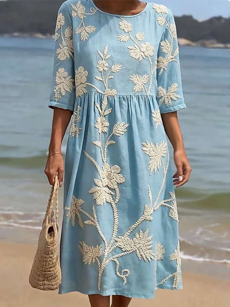 Martina | Vestido de Playa Suave con Bordado Floral