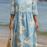 Martina | Vestido de Playa Suave con Bordado Floral