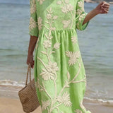 VESTIDO DE PLAYA CON BORDADO FLORAL – FRESCURA NATURAL