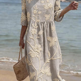 VESTIDO DE PLAYA CON BORDADO FLORAL – ENCANTO VERANIEGO