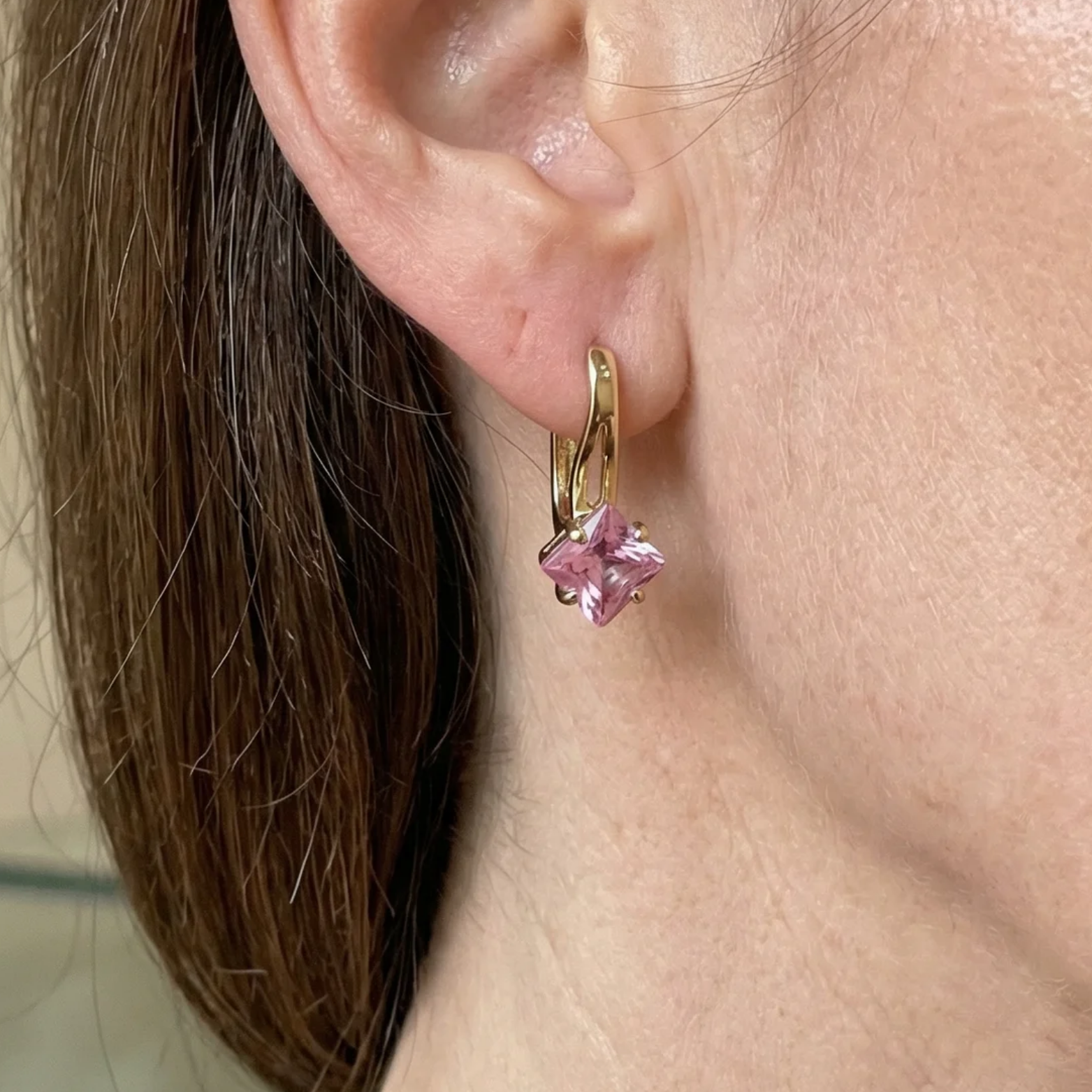 PENDIENTES ROSA LUJO CORONA LUMINOSA | ORO ROSA