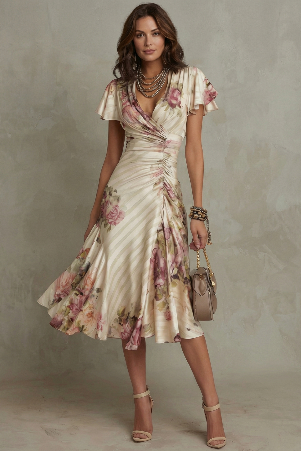 Rosavienne – Vintage satin romance – Midi dress