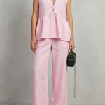 Rosélune – Soft ruffle elegance – Top and trouser set