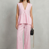 Rosélune – Soft ruffle elegance – Top and trouser set