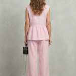 Rosélune – Soft ruffle elegance – Top and trouser set