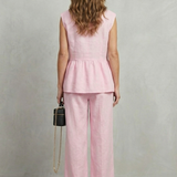 Rosélune – Soft ruffle elegance – Top and trouser set