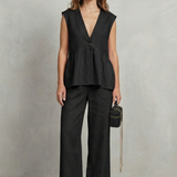 Rosélune – Soft ruffle elegance – Top and trouser set