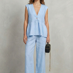 Rosélune – Soft ruffle elegance – Top and trouser set