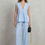 Rosélune – Soft ruffle elegance – Top and trouser set