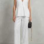 Rosélune – Soft ruffle elegance – Top and trouser set
