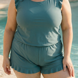 Ruffle V Neck – Swimsuit With Tummy Coverage