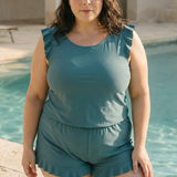 Ruffle V Neck – Swimsuit With Tummy Coverage