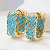 BOUCLES D'OREILLES ANNEAU PAVÉ TURQUOISE