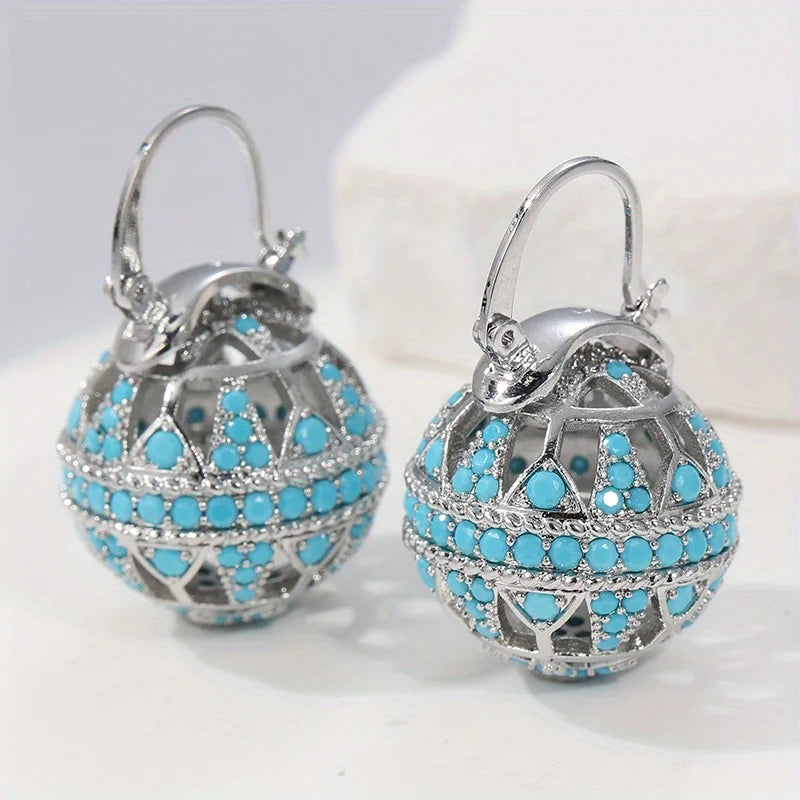 BOUCLES D'OREILLES PENDANTES FILIGRANE TURQUOISE PENDANTE
