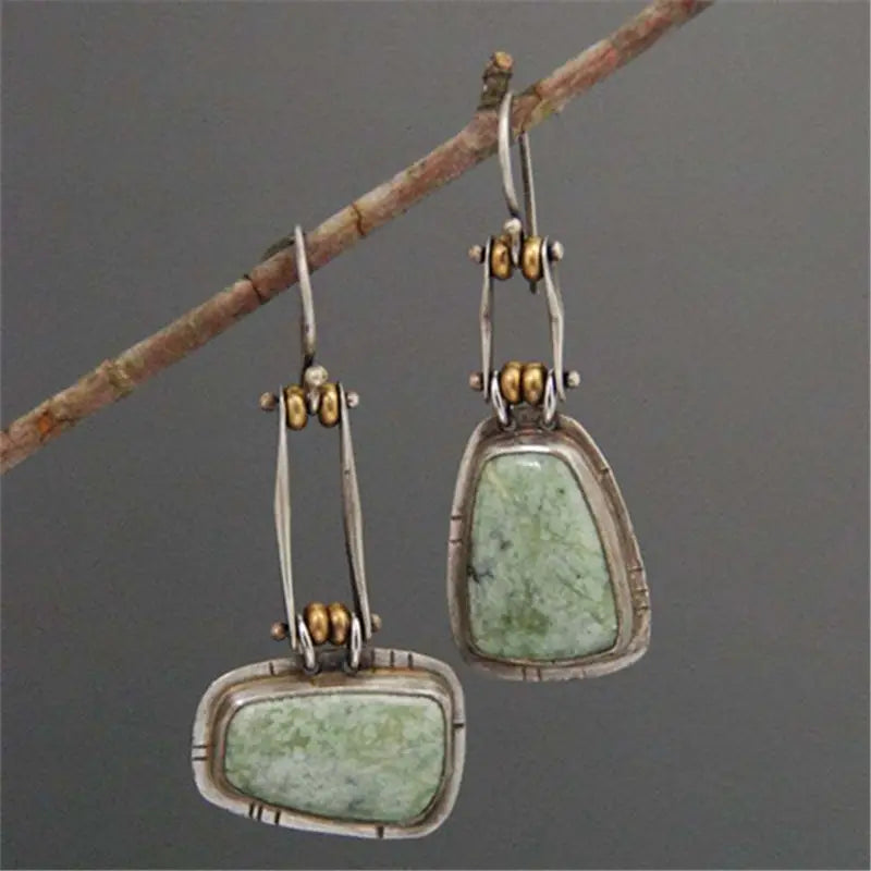 PENDIENTES ARTISANAL TURQUESA PLATA GOTA