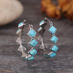 PENDIENTES BOHEMIO VINTAGE TURQUESA EN FORME DE U ARO