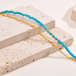PULSERA INTEMPOREL ORO DOUBLE CADENA TURQUESA