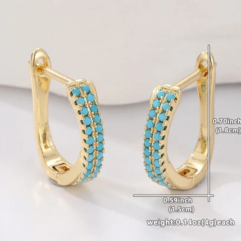 CRÉOLES MINI TURQUESA PAVÉ CLÁSICO ORO