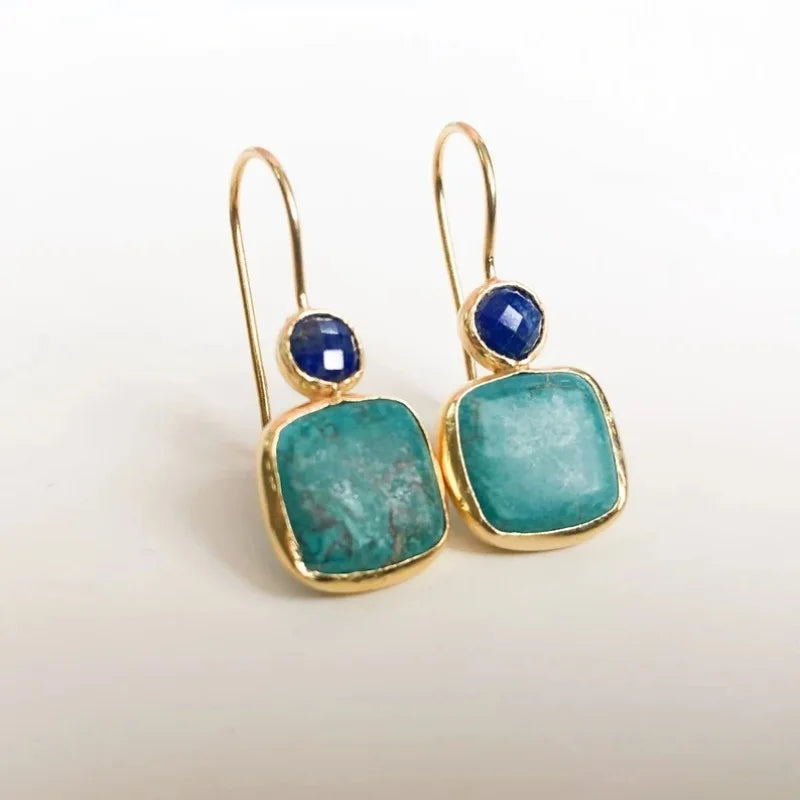 PENDIENTES VINTAGE ORO ORNÉ TURQUESA