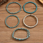 CONJUNTO BOHEMIO TURQUESA PERLÉ PULSERA