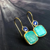 PENDIENTES VINTAGE ORO ORNÉ TURQUESA
