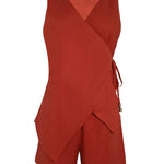 Linen Sleeveless V-neck Top and Loose Shorts Set