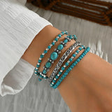 CONJUNTO BOHEMIO TURQUESA PERLÉ PULSERA