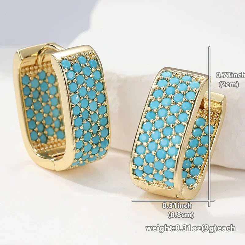 BOUCLES D'OREILLES ANNEAU PAVÉ TURQUOISE
