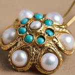 PENDIENTES VINTAGE PERLA & TURQUESA RACIMO