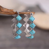 PENDIENTES BOHEMIO VINTAGE TURQUESA EN FORME DE U ARO