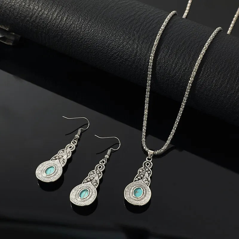 CONJUNTO VINTAGE TURQUESA PIERRES JOYAS