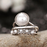 ANILLO CLÁSICO PERLA & PLATA MULTI-SORTIJAS