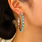 PENDIENTES VINTAGE BOHEMIO TURQUESA CÍRCULO