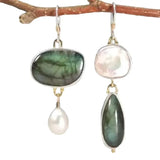 PENDIENTES ELEGANTE LABRADORITE PERLA IMPOSANT GOTA
