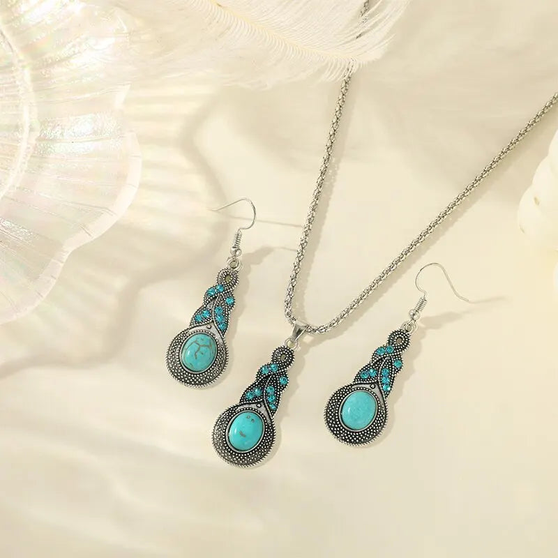 CONJUNTO VINTAGE TURQUESA PIERRES JOYAS