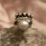 CONJUNTO PLATA PERLA À EMPILER ANILLO