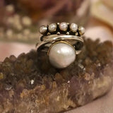 CONJUNTO PLATA PERLA À EMPILER ANILLO