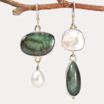 PENDIENTES ELEGANTE LABRADORITE PERLA IMPOSANT GOTA